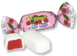 Конфеты Желейные йогурт с вишней в белой глазури используемые в новогодних подарках