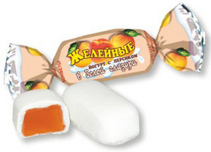 Конфеты Желейные йогурт с персиком в белой глазури используемые в новогодних подарках